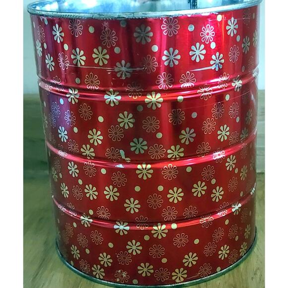 Vintage 7" Hills Brothers / Bros Coffee Can Red Atomic MCM Snowflakes No Lid - Picture 3 of 14